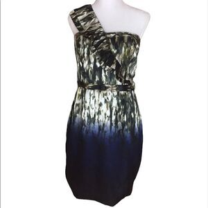 Marc New York Tan Black & Blue Satin Ombré Dress 8